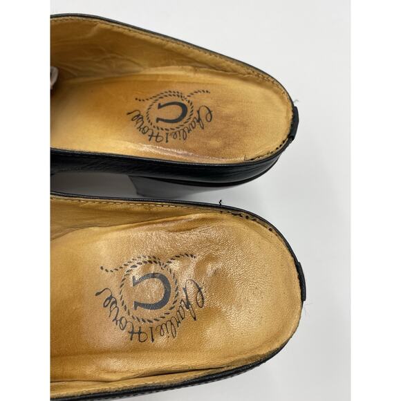 Black Embroidered Pointed-Toe Mule Heels - Picture 5 of 8